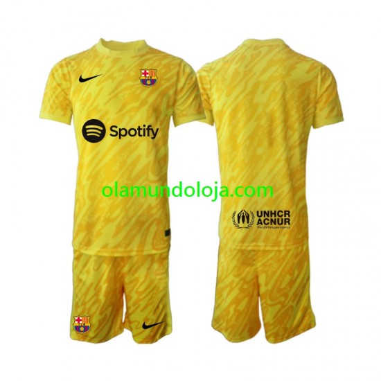 Camisola FC Barcelona Guarda-redes Criança Equipamento Segundo 2024-2025 Manga Curta